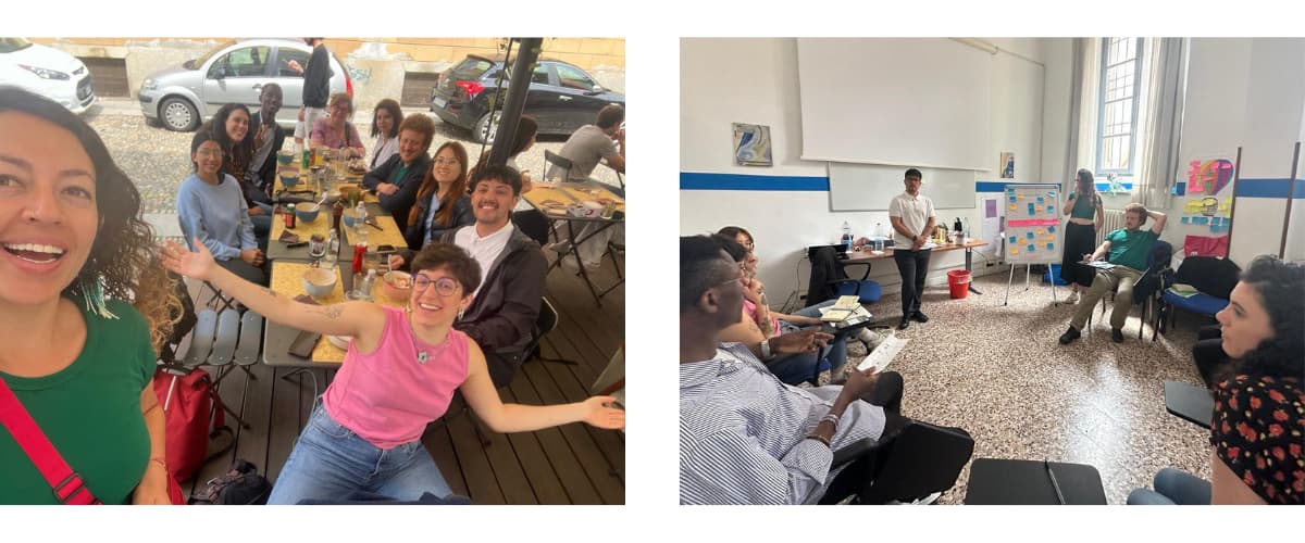 Groupe de participants testant des outils de suivi-évaluation du projet MEETT lors d’un atelier collaboratif
